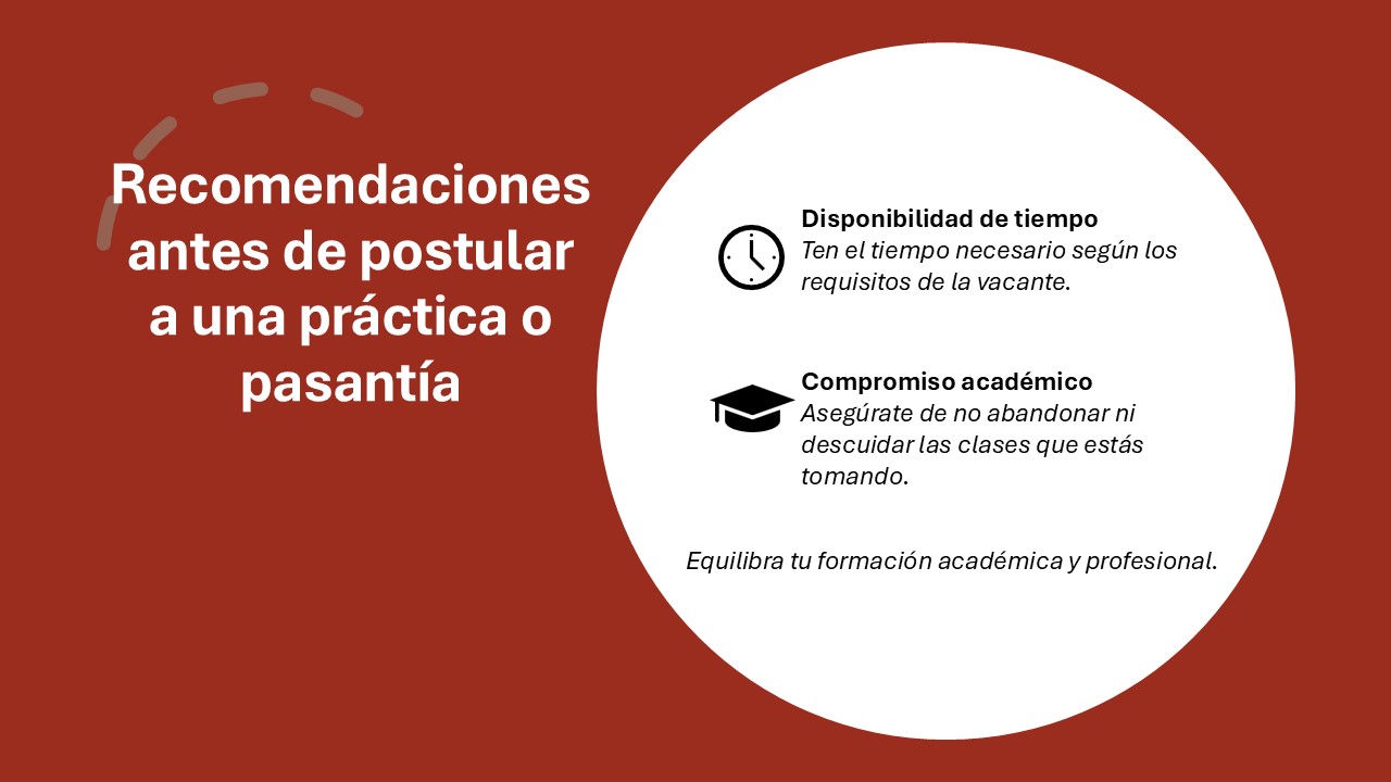 Recomendaciones antes de postular a una práctica o pasantía